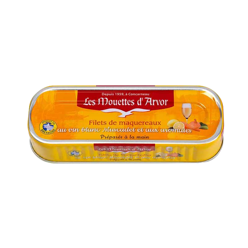 Les Mouettes d’Arvor Mackerel in Muscadet Wine and Herbs product packaging