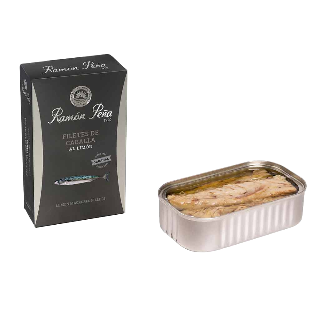Ramón Peña Mackerel in Olive Oil and Lemon product packaging