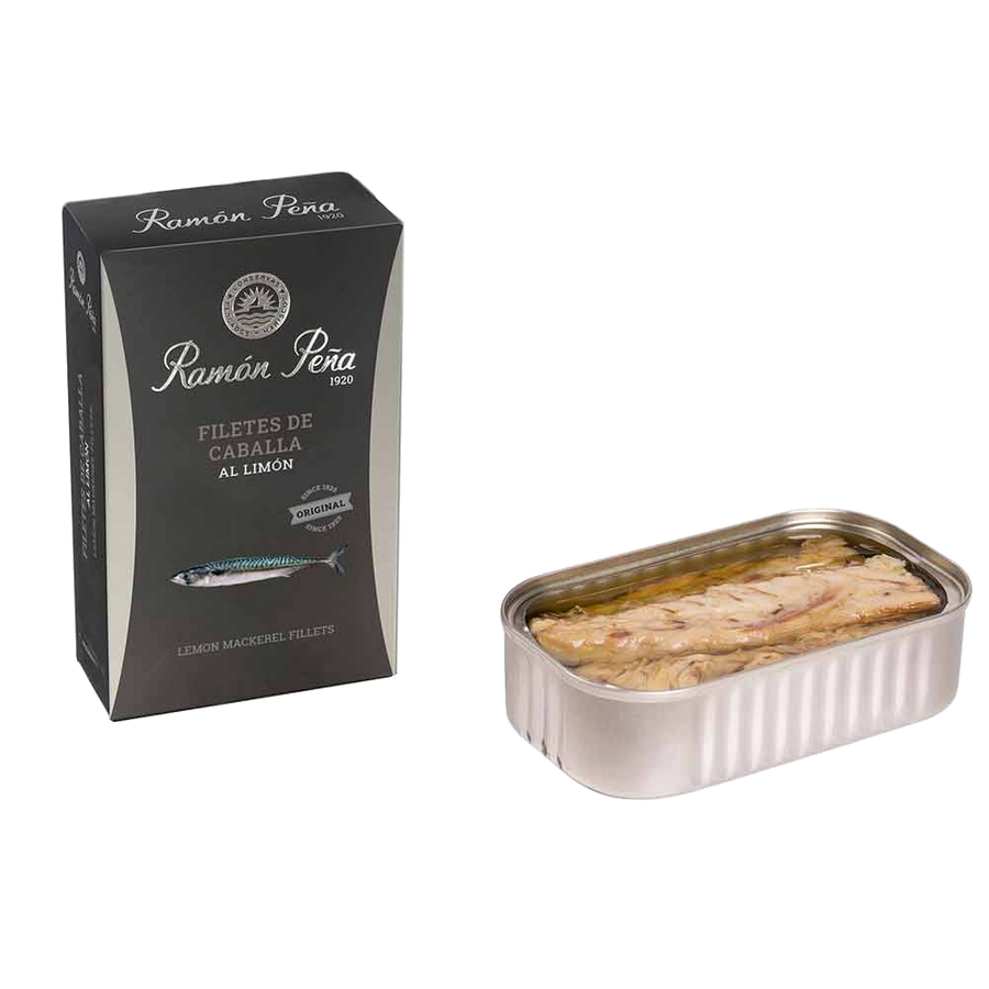 Ramón Peña Mackerel in Olive Oil and Lemon product packaging